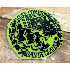 INKADINKADO 60-6034 FOAM MOUNTED RUBBER STAMP HERE COMES SANTA CHILDREN STAIRS